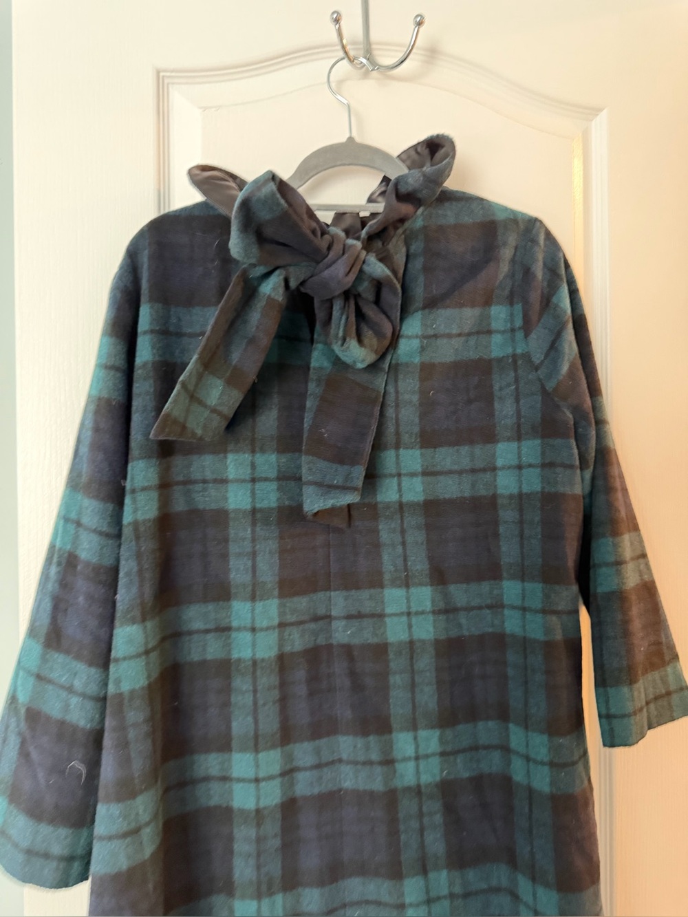 Tuckernuck Black & Dark Green Plaid Hooded Pea Coat - Picture 3 of 4